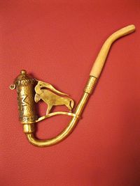 Hutsul smoke pipe, 2009, brass, wood